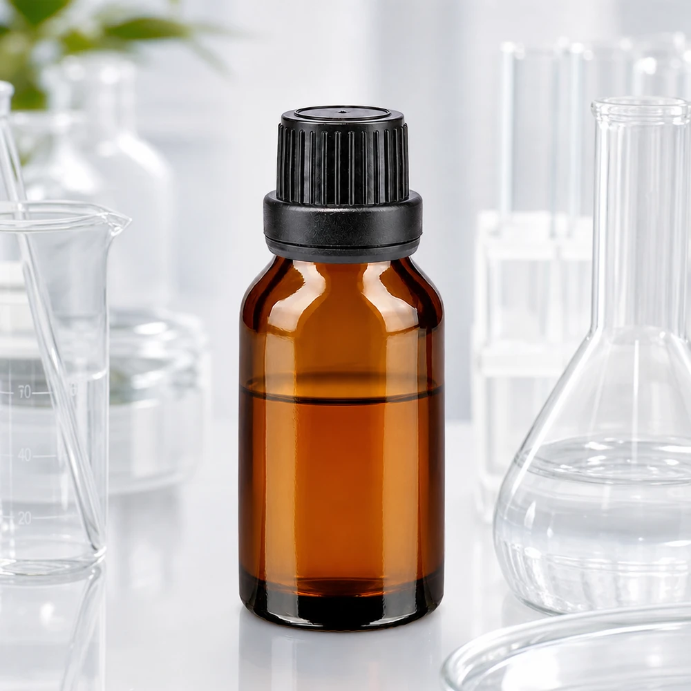 Lékárenská lahvička hnědá 15ml se šroubovacím uzávěrem černá s nepropustným uzávěrem Kompakte Apothekerflasche 15ml Braunglas mit sicherem Schraubverschluss für ätherische Öle geeignet