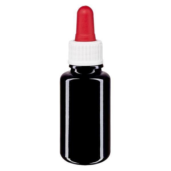 Lékárenská láhev fialová 20ml pipeta bílá/červená stř. Lékárenská láhev fialová 20ml pipeta bílá/červená stř.