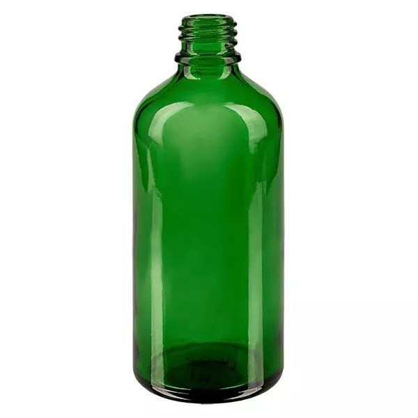 Kapací lahvička 100ml DIN 18 s nalévacím kroužkem zelené sklo
