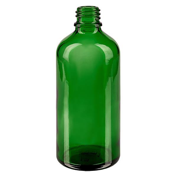Kapací lahvička 100ml DIN 18 s nalévacím kroužkem zelené sklo Kapací lahvička 100ml DIN 18 s nalévacím kroužkem zelené sklo