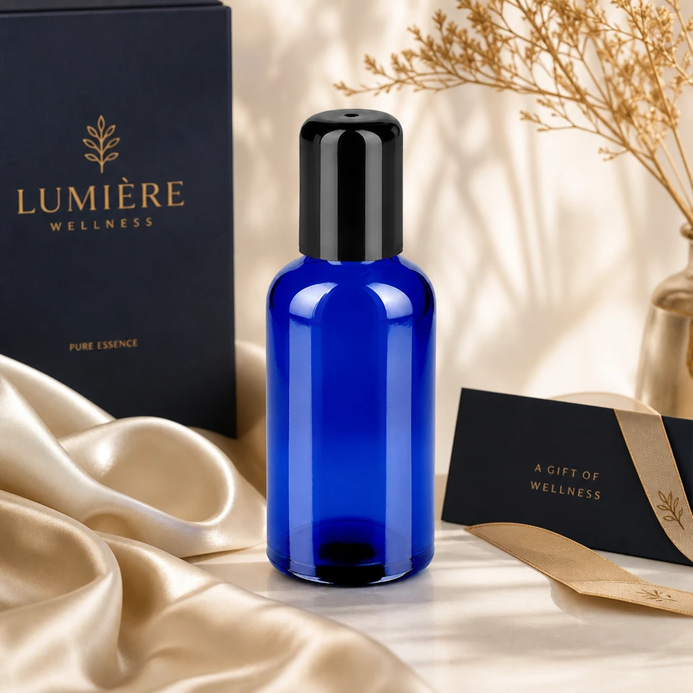 50ml roll-on lahvička černá standardní uzávěr BlueLine UT18/50 50ml Kapazität Roll-On Flasche STD BlueLine UT18/50 perfekte Portionsgröße für tägliche Pflege