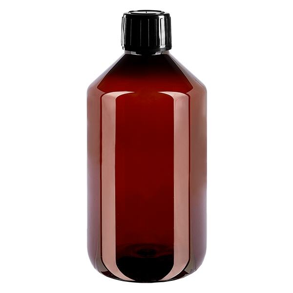 PET láhev 500ml s černým uzávěrem s ochranou proti manipulaci. PET láhev 500ml s černým uzávěrem s ochranou proti manipulaci.
