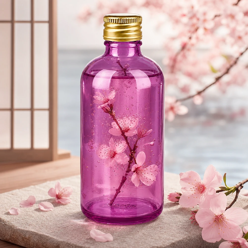 PurpleLine 100ml lahvička 11mm šroubovací uzávěr hliníkový zlatý standard. UT18/100 Robuste lila Glasflasche 100ml mit korrosionsbeständigem Aluminiumdeckel für Langzeitlagerung