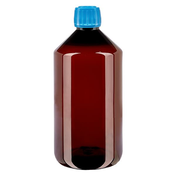 PET láhev 750ml s modrým uzávěrem s ochranou proti manipulaci. PET láhev 750ml s modrým uzávěrem s ochranou proti manipulaci.