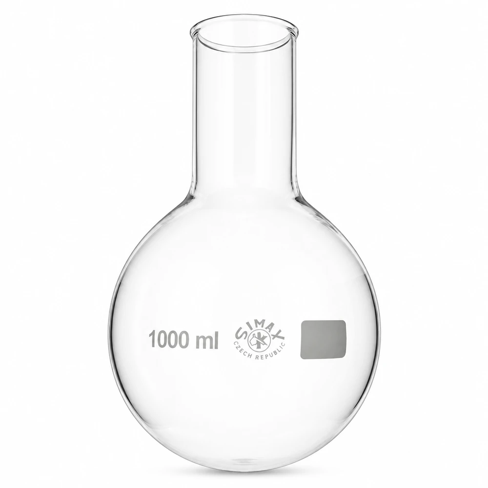 Baňka s kulatým dnem 1000ml široké hrdlo Borosilikat Rundkolben 1000ml mit weitem Hals und graduierter Skala transparent