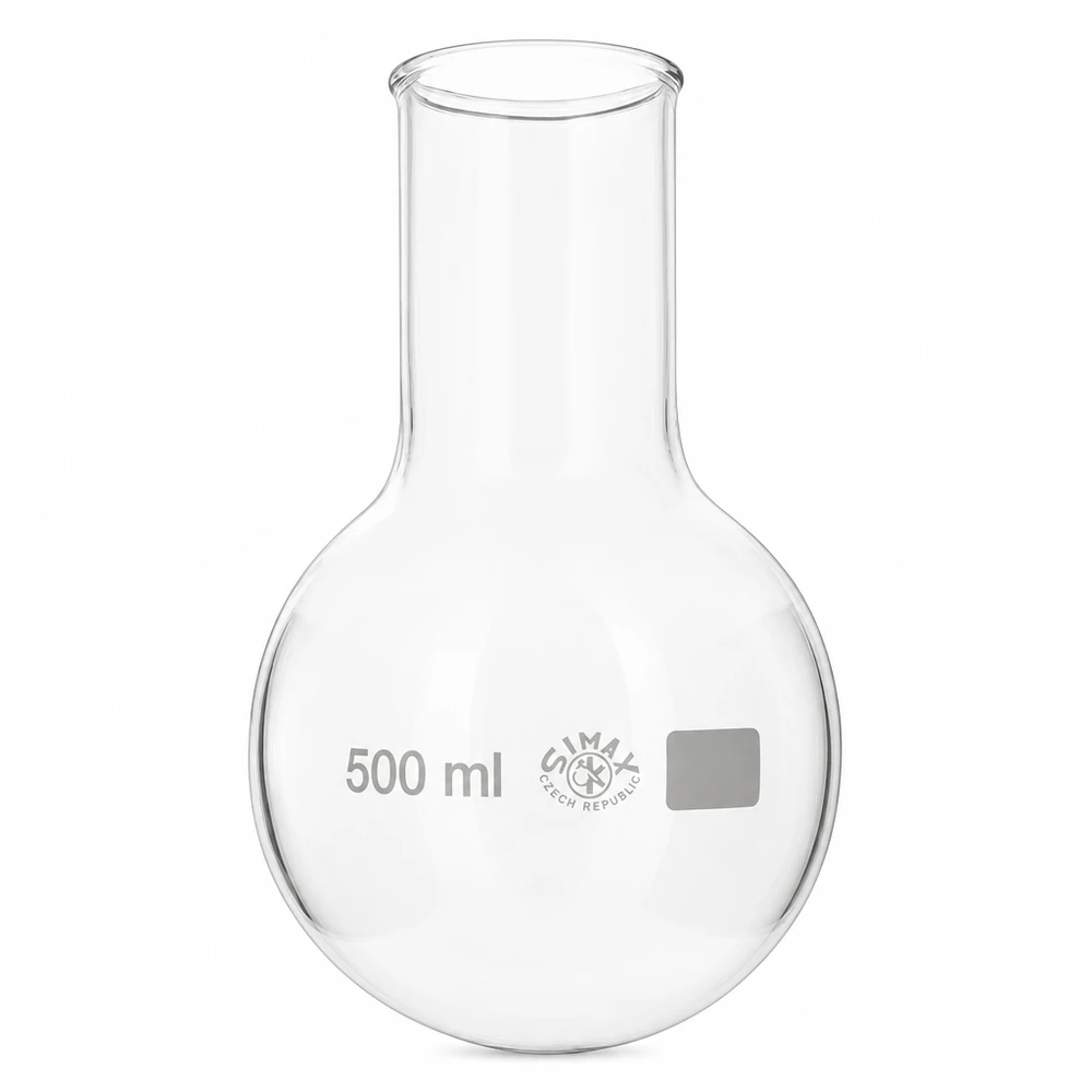 Baňka s kulatým dnem 500ml se širokým hrdlem Rundkolben Weithals 500ml Fassungsvermögen ideal für Destillation und Reaktionen