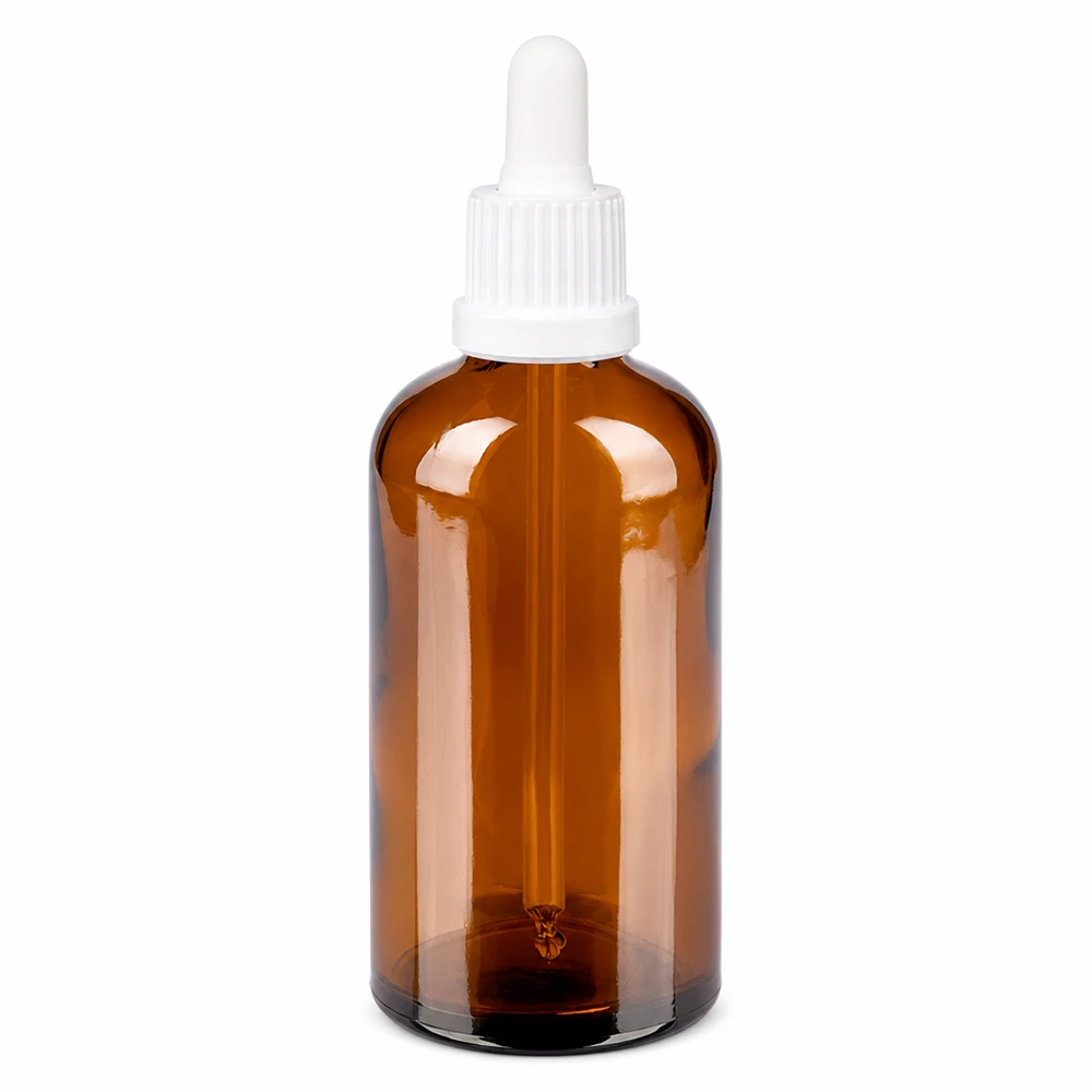 100ml pipetovací láhev bílá s pojistným uzávěrem BrownLine UT18/100 Glasflasche mit Pipette 100ml braun - professionelle Dosierung von Flüssigkeiten