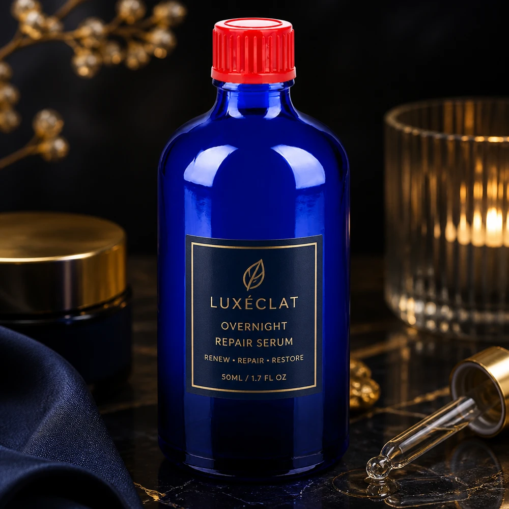 100ml BlueLine Glasflasche mit optimaler Füllmenge für tägliche Anwendung von Pflegeprodukten