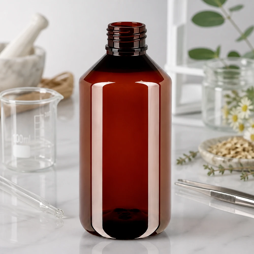 PET láhev 750ml s bílým standardním uzávěrem s možností manipulace. Hnědá PET láhev o objemu 750 ml se šroubovacím hrdlem pro bílý bezpečnostní uzávěr