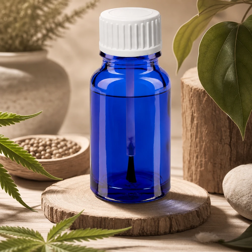 10ml štětečková láhev bílá standardní uzávěr BlueLine UT18/10 Professionelle 10ml Glasflasche mit Pinselaufsatz STD BlueLine für hygienische Anwendung