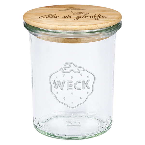 Couvercle en bois "Oeillets" avec WECK verre plongeant 160ml Couvercle en bois "Oeillets" avec WECK verre plongeant 160ml