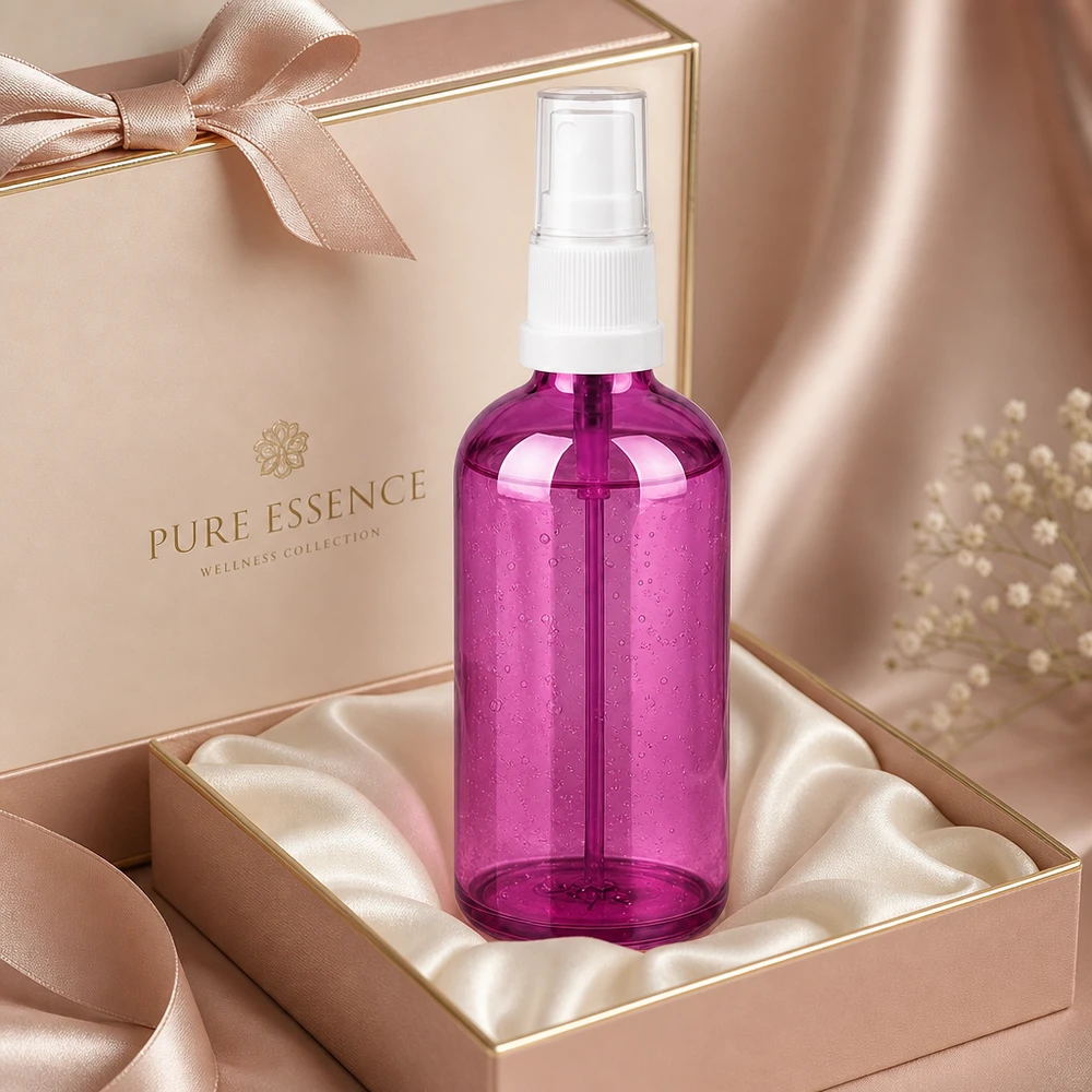 Moderne Pumpspray-Flasche 100ml in glänzendem Lila mit praktischem Trigger-Sprühsystem