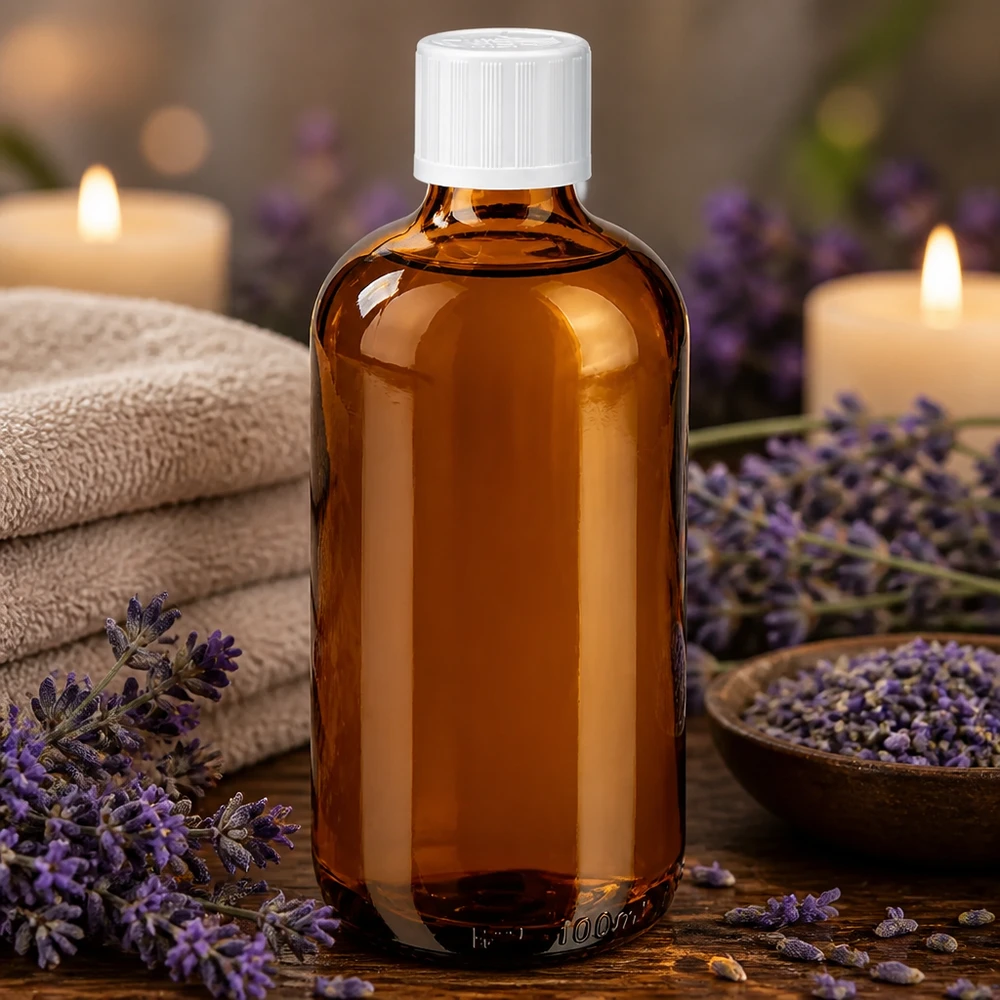 100ml Flasche Braunglas mit weißem Sicherheitsverschluss Lavendelöl Spa Entspannung