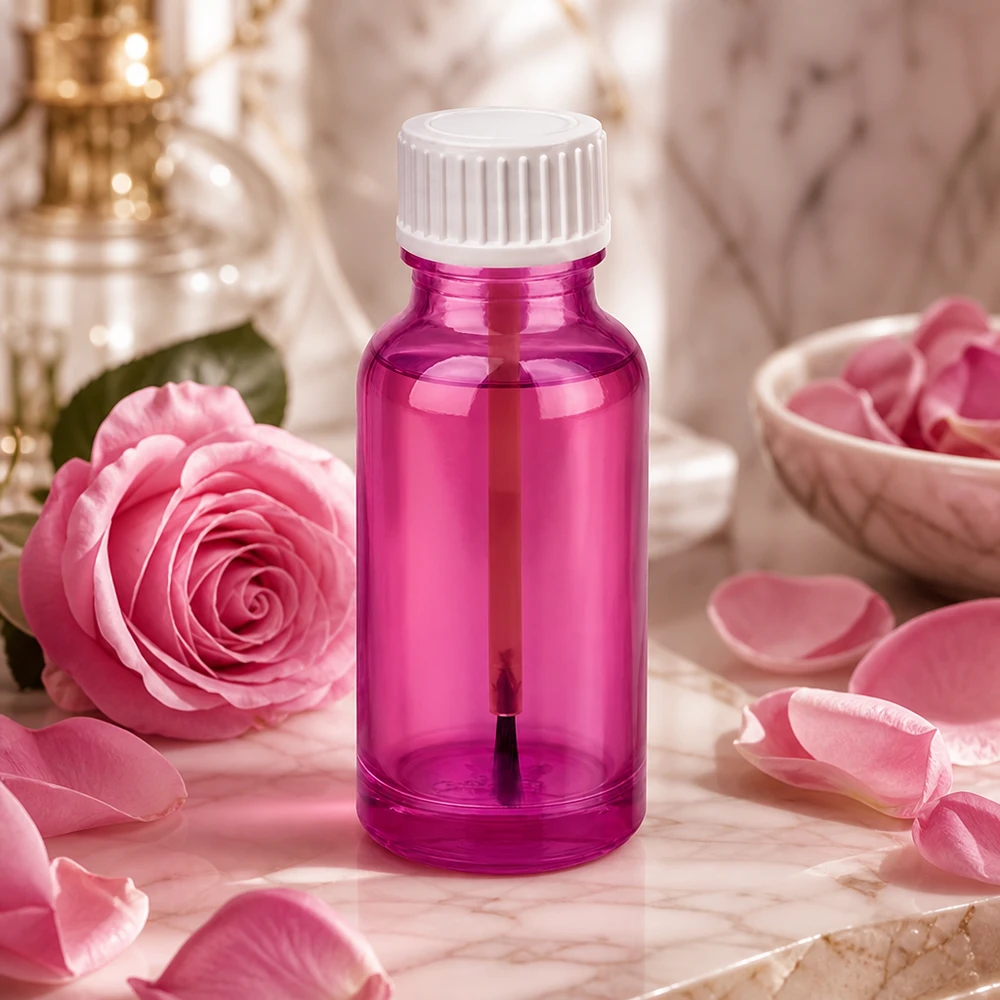 Violette 20ml Pinselflasche mit weißem Verschluss perfekt für DIY Kosmetik und Nagelpflege
