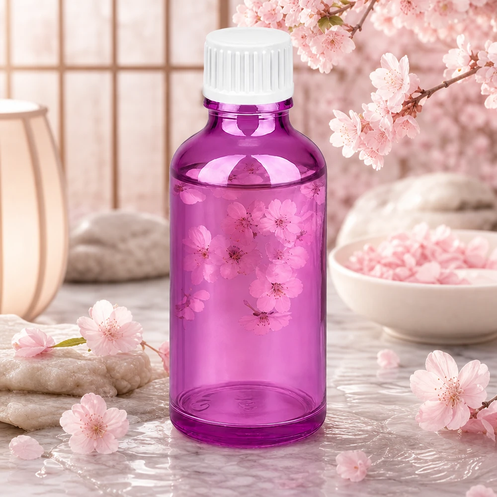 50ml Tropfflasche UT18 Standard in eleganter lila Optik für Apotheke Labor und Kosmetikhersteller