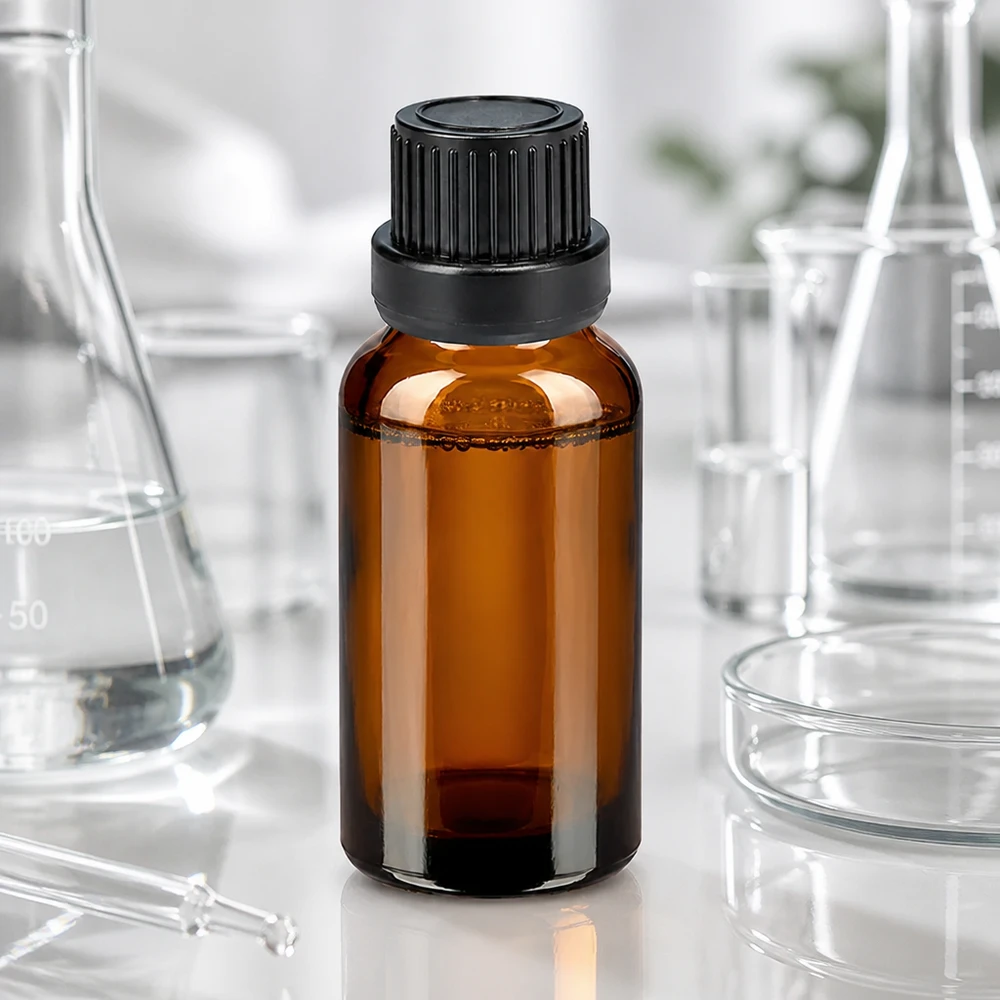 10ml lahvička s kapátkem 2mm černá tamper-evidentní uzávěr BrownLine UT18/10 Medizinische 10ml Glasflasche mit schwarzem Tropfverschluss und 2mm Dosieröffnung BrownLine
