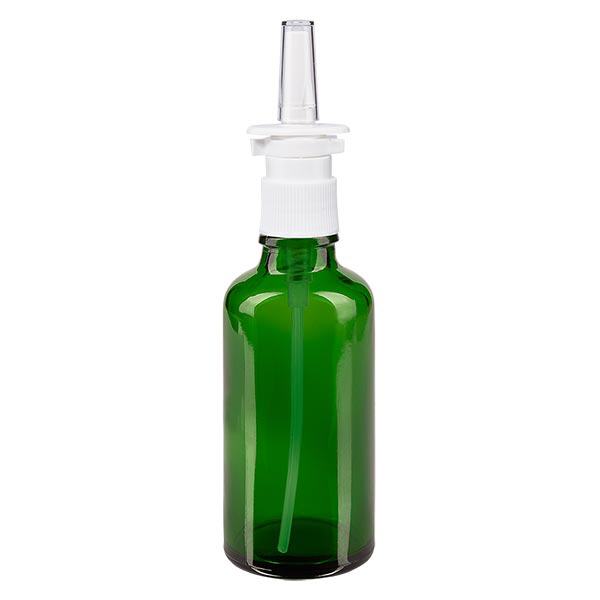 Lékárenská láhev zelená 50ml nosní sprej bílá standardní Lékárenská láhev zelená 50ml nosní sprej bílá standardní