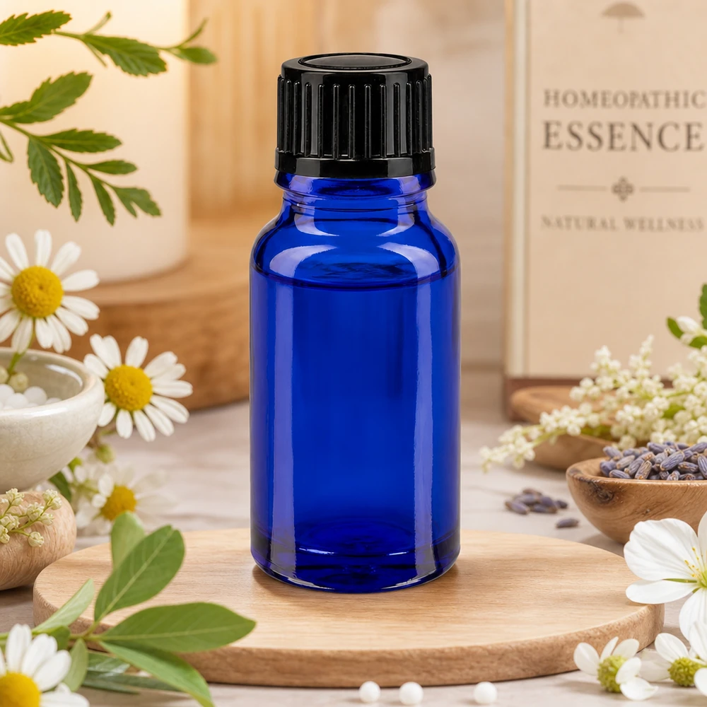 Lékárenská láhev modrá 10ml kapátko uzávěr 1mm černý standardní Apothekerglas blau 10ml schlanke Tropfflasche für Tinkturen und Naturheilmittel