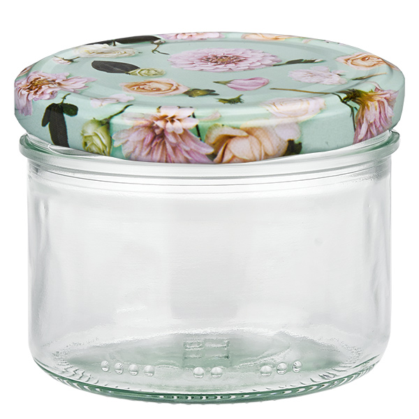 230ml v&#225;lcov&#225; sklenice + v&#237;&#269;ko BasicSeal flower mint