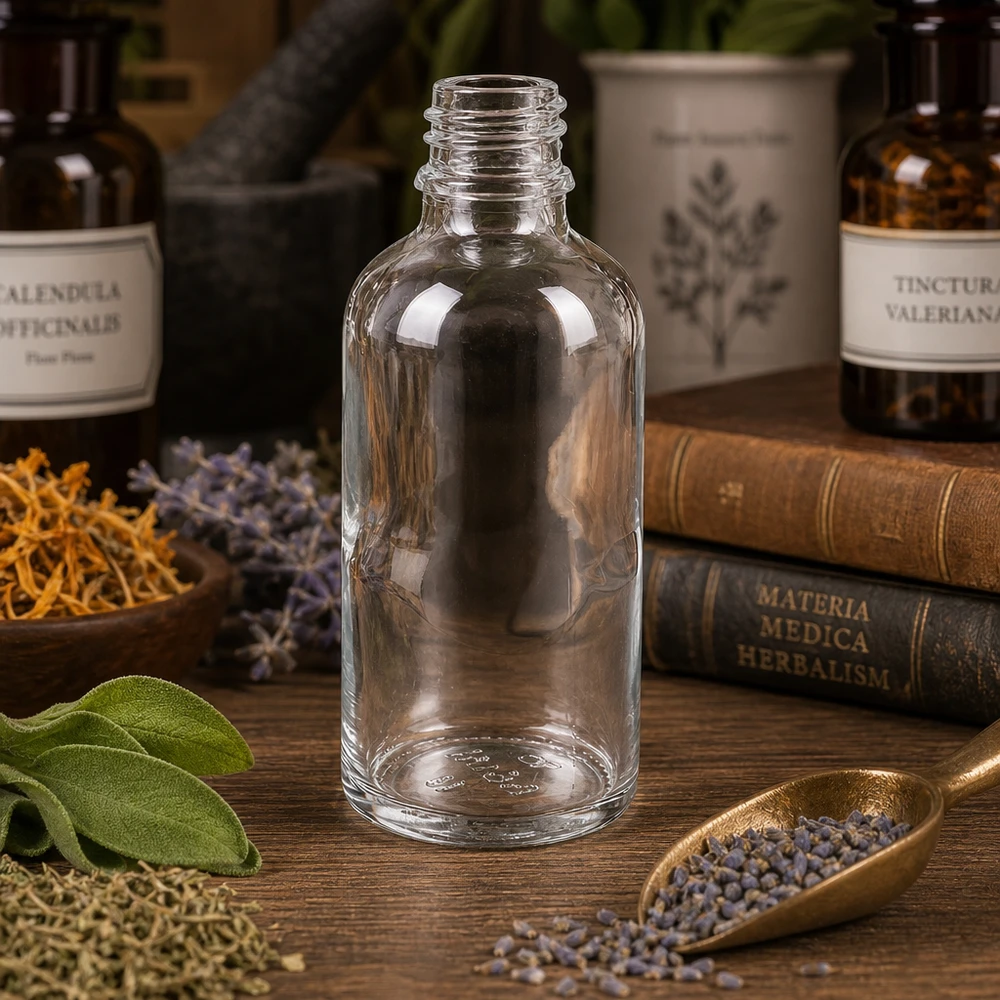 Čirá skleněná láhev 50ml DIN 18 Professionelle 50ml Apothekerflasche ApoGlas für Labore Praxen und Heilpraktiker