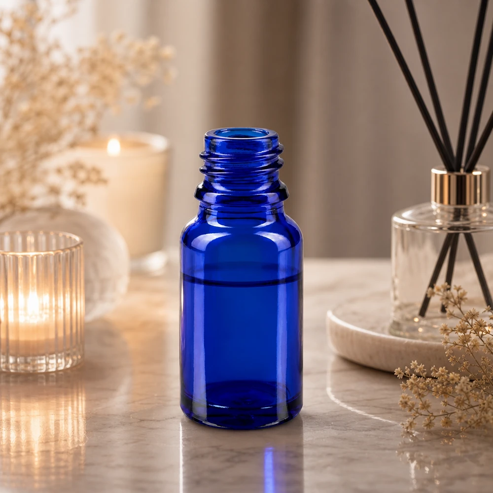 Kapací lahvička 10 ml DIN 18 MODRÉ SKLO Praktische kleine Apothekerflasche 10ml in blau für mobile Anwendung und Reiseapotheke