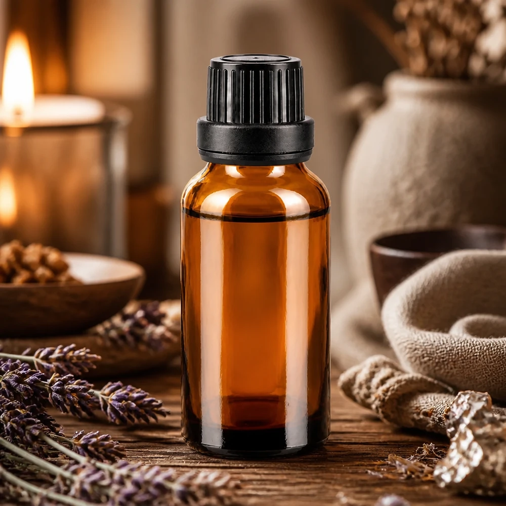 Lékárenská láhev hnědá 20ml kapací uzávěr nalévací kroužek 2mm černý tamper evidentní uzávěr. Hochwertige 20ml Tropfflasche Braunglas mit geripptem schwarzen Verschluss für Naturkosmetik