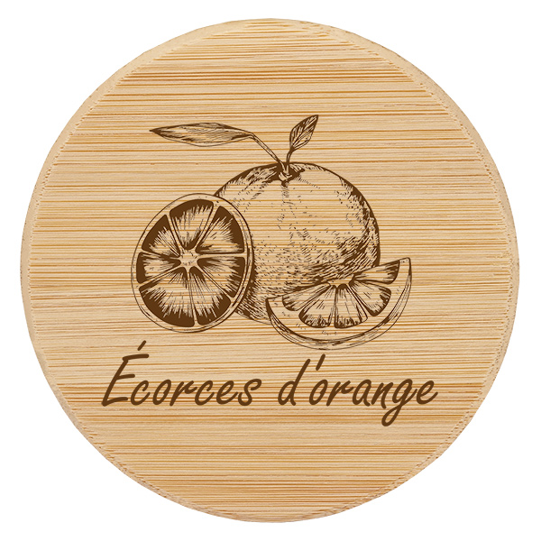 Couvercle en bois &quot;&#233;corces d&#x27;orange&quot; pro WECK RR60
