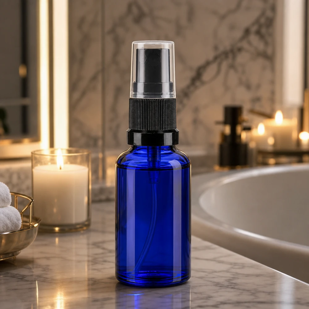 Nachfüllbare 20ml Minitlasche Blauglas Sprühpumpe für Parfum Raumspray und Kosmetik