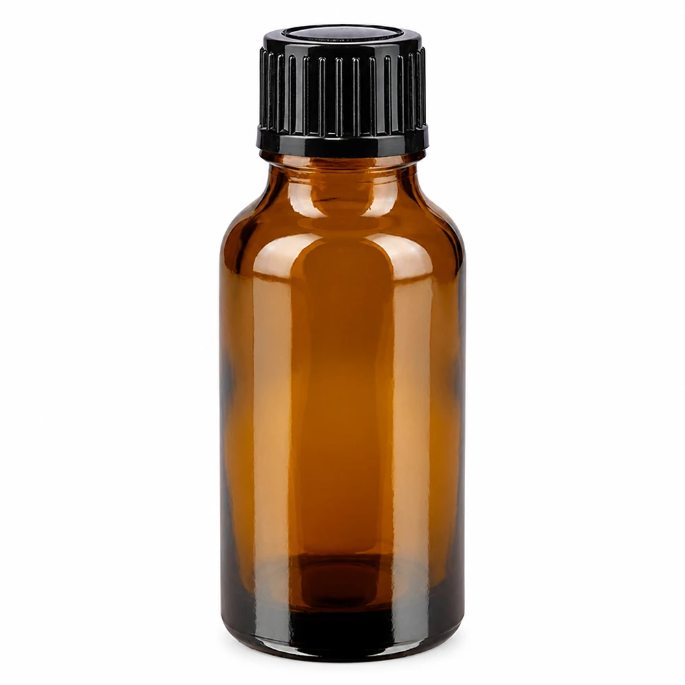 Kompakte 20ml Braunglas Tropfflasche mit kindersicherem schwarzen Schraubverschluss ApoGlas