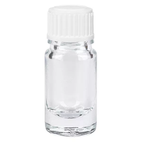 Lékárenská lahvička čirá 5ml s kapátkem bílá 0,8mm standardní. Lékárenská lahvička čirá 5ml s kapátkem bílá 0,8mm standardní.