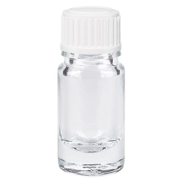 Lékárenská lahvička čirá 5ml s kapátkem bílá 0,8mm standardní.