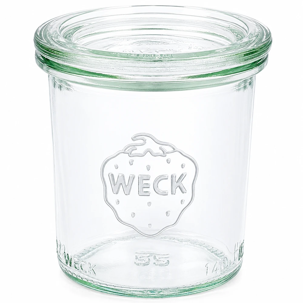 140ml zavařovací sklenice se skleněným víčkem WECK RR60 WECK Sturzglas 140ml RR60 mit Glasdeckel transparent Einmachglas zum Konservieren und Aufbewahren