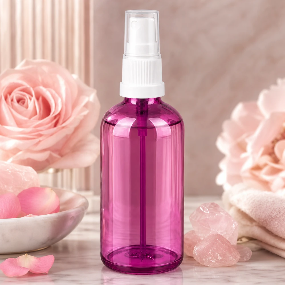 Stilvolle 100ml Pumpflasche mit ergonomischem Design in Purple Line Serie für den täglichen Gebrauch