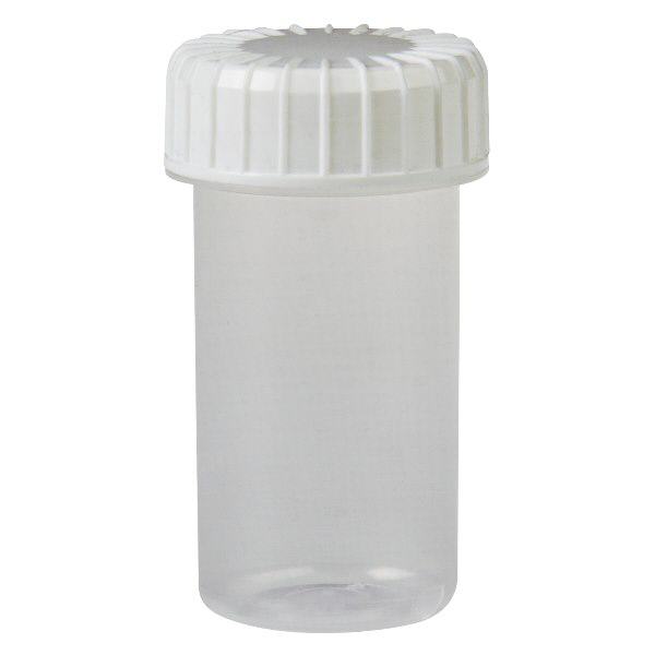 Průhledná šroubovací sklenice 20 ml s drážkovaným uzávěrem. Průhledná šroubovací sklenice 20 ml s drážkovaným uzávěrem.