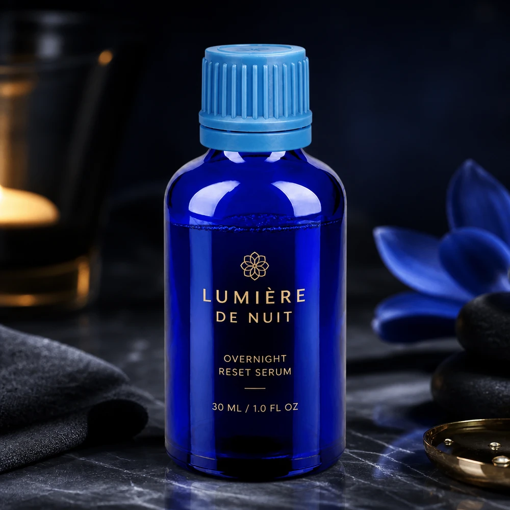 50ml láhev 11mm šroubovací uzávěr modrý uzávěr s ochranou proti manipulaci BlueLine UT18/50 Stilvolle blaue 50ml Serumflasche aus Spezialglas mit matter Optik für exklusive Kosmetiklinien