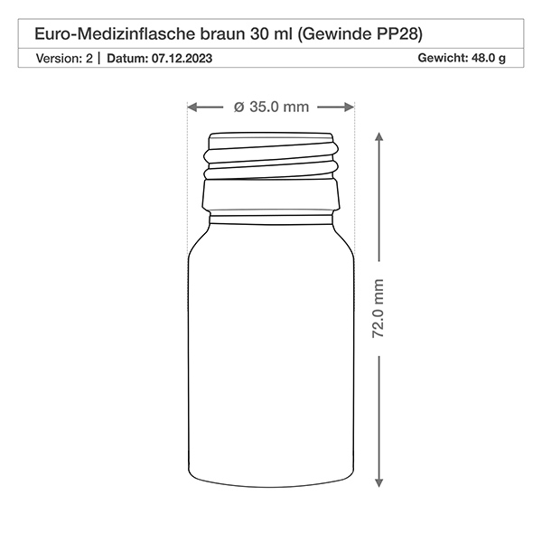 30ml lahvička na léky hnědá, s pumpičkovým rozprašovačem černá ApoGlasa Ergonomische 30ml Medizinflasche aus robustem Braunglas mit griffiger Flaschenhals-Form