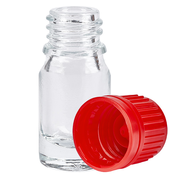 5ml lahvička 11mm šroubovací uzávěr červený uzávěr s ochranou proti manipulaci ClearLine UT18/5 5ml lahvička 11mm šroubovací uzávěr červený uzávěr s ochranou proti manipulaci ClearLine UT18/5