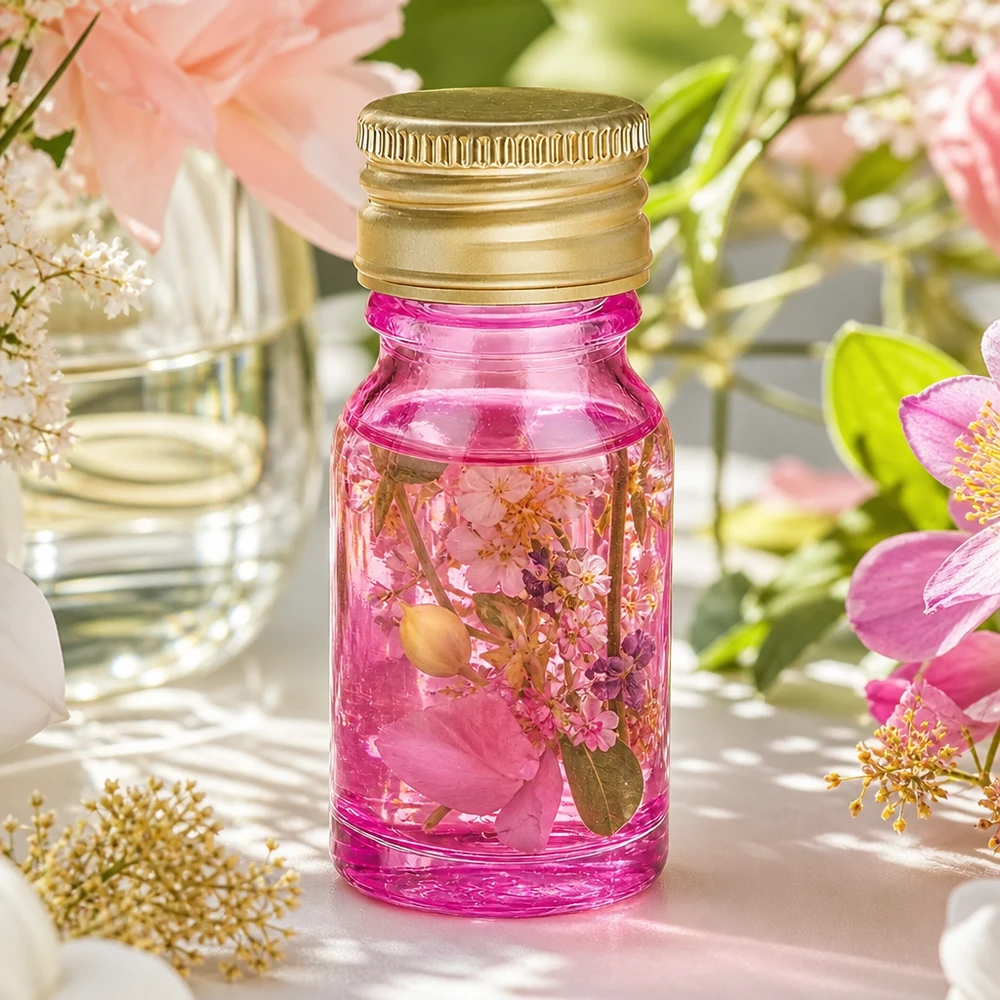 10ml lahvička PurpleLine 11mm šroubovací uzávěr hliníkový zlatý standard. UT18/10 Stilvolle 10ml Glasflasche in Lila mit goldener Aluminium-Kappe für Geschenke und Präsente