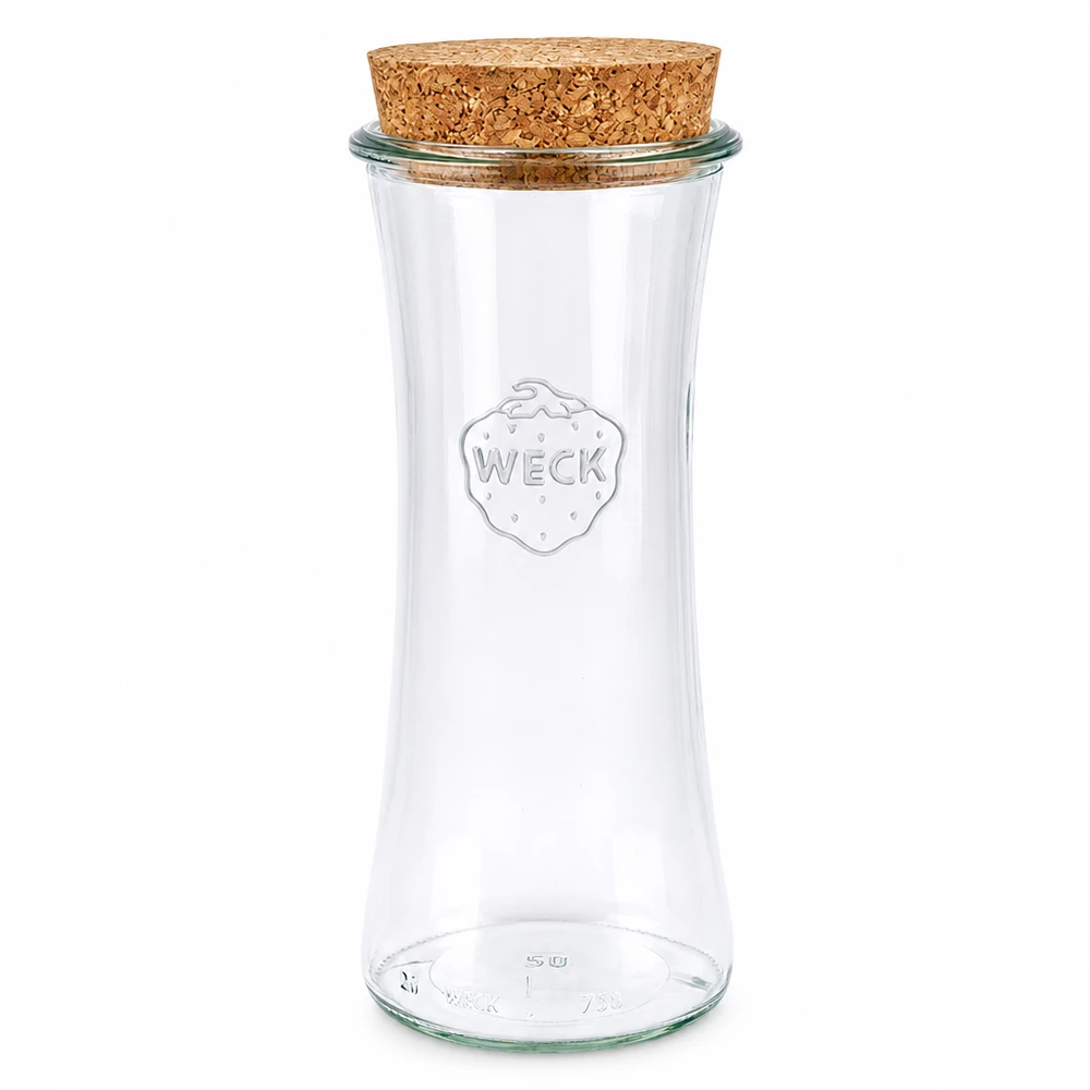 700ml sklenice na lahůdky WECK RR80 s korkem přírodní WECK Delikatessenglas 700ml RR80 mit Naturkorken Deckel Einmachglas Vorratsglas transparent