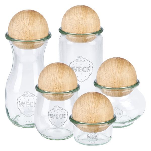 UNiTWIST dřevěná koule (buk) pro WECK RR60 WECK RR80 Gläser-Set mit UNiTWIST Holzkugeln aus Buche - verschiedene Größen mit natürlichen Holzdeckeln