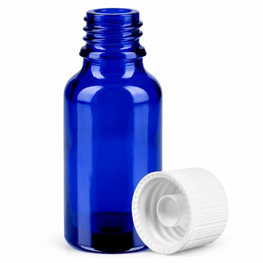 Professionelle blaue Glasflasche 20ml mit robustem Gewinde für Aromatherapie und Pharmazie