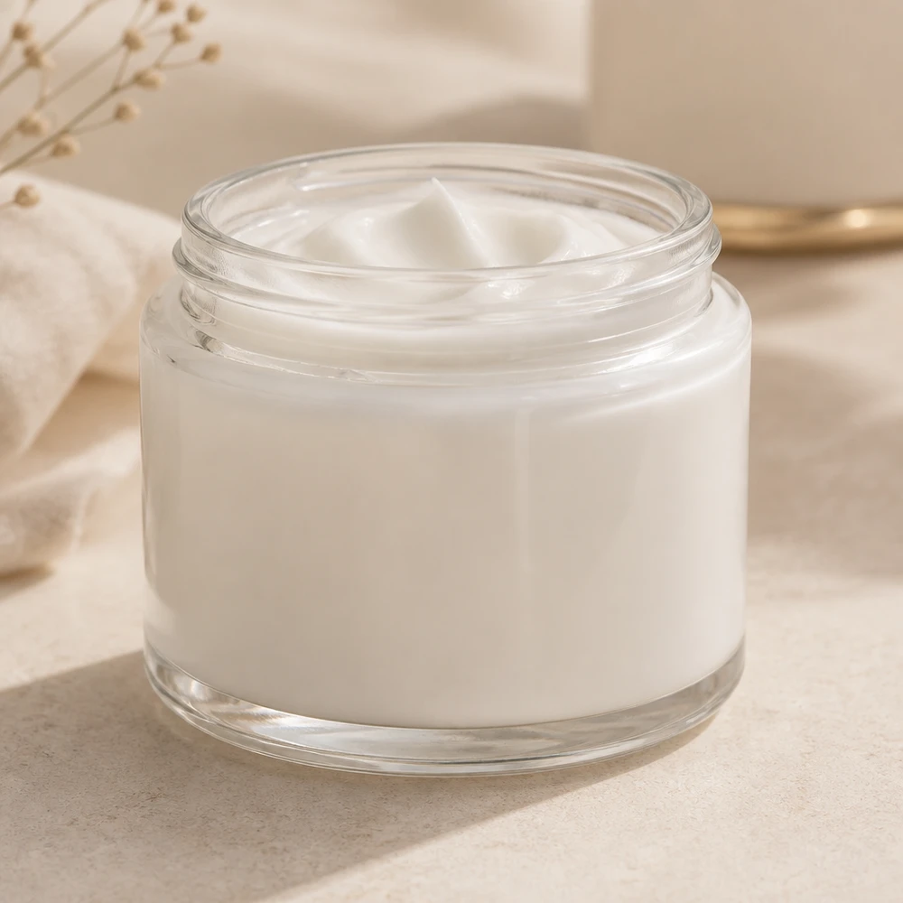 Klarer Glastiegel 250ml Detailaufnahme ohne Deckel für Kosmetik und Salben Nahansicht