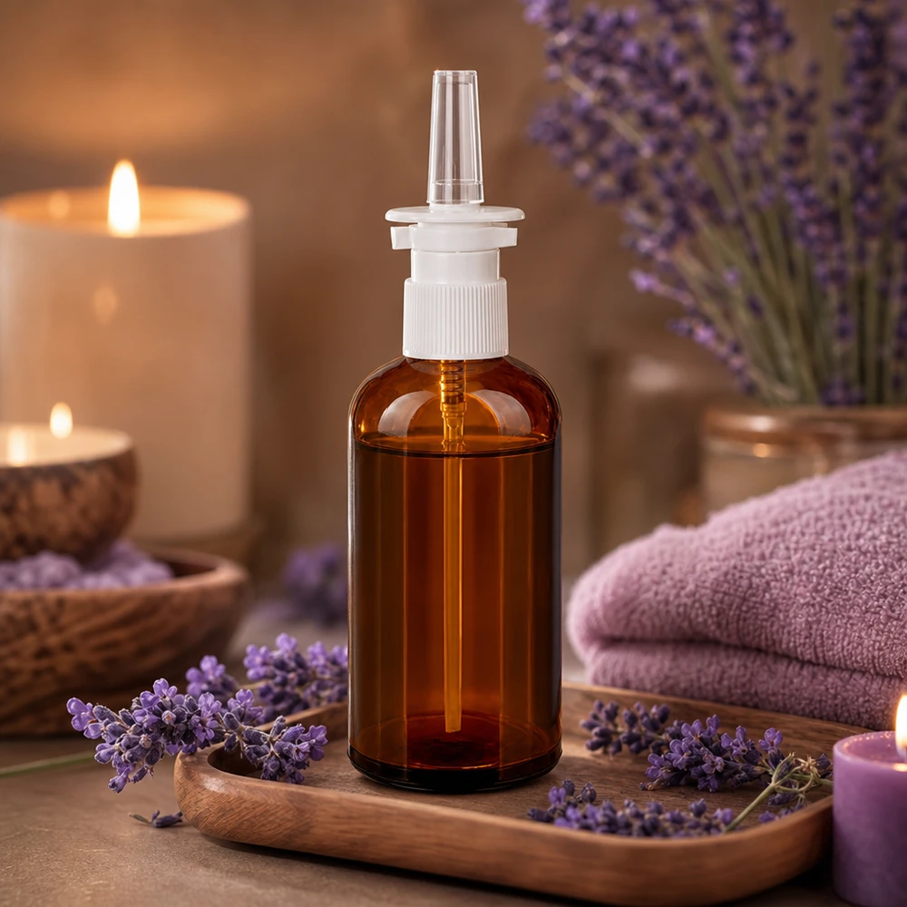 100ml lahvička na nosní sprej bílá/průhledná Standard BrownLine UT18/100 Premium BrownLine Nasenspraybehälter 100ml aus getöntem Glas mit professionellem Sprühsystem