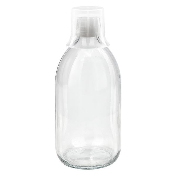 500ml lahvička na léky čirá, s uzávěrem bez možnosti manipulace s dávkovacím kalíškem 30ml ApoGlas 500ml lahvička na léky čirá, s uzávěrem bez možnosti manipulace s dávkovacím kalíškem 30ml ApoGlas