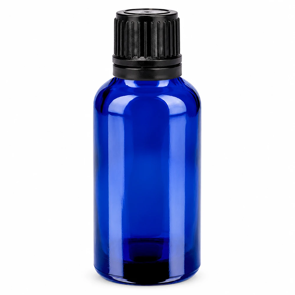30ml BlueLine Flasche mit schwarzem Verschluss perfekt für selbstgemachte Pflegeprodukte