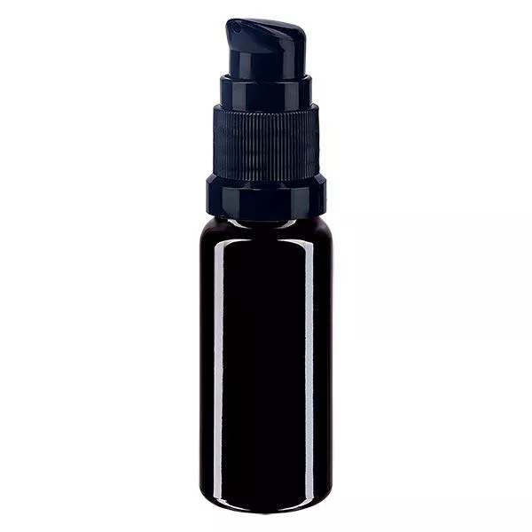 Lékárenská lahvička fialová 10ml uzávěr s pumpičkou černý standardní Lékárenská lahvička fialová 10ml uzávěr s pumpičkou černý standardní