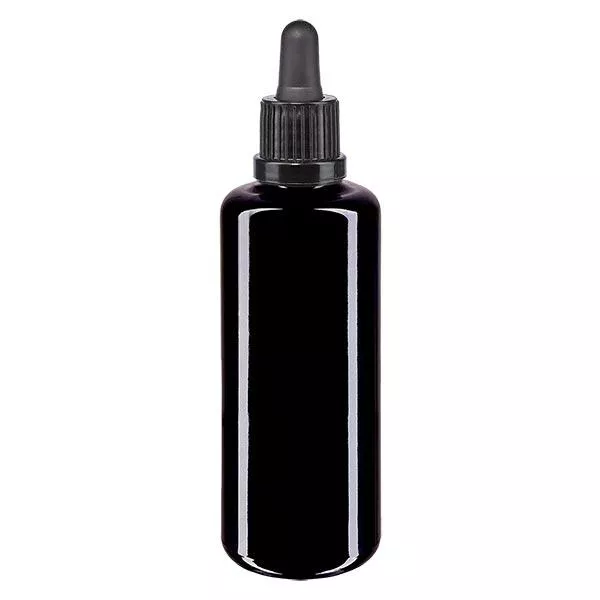 Lékárenská láhev fialová 50ml pipeta černá uzávěr s ochranou proti manipulaci. Lékárenská láhev fialová 50ml pipeta černá uzávěr s ochranou proti manipulaci.