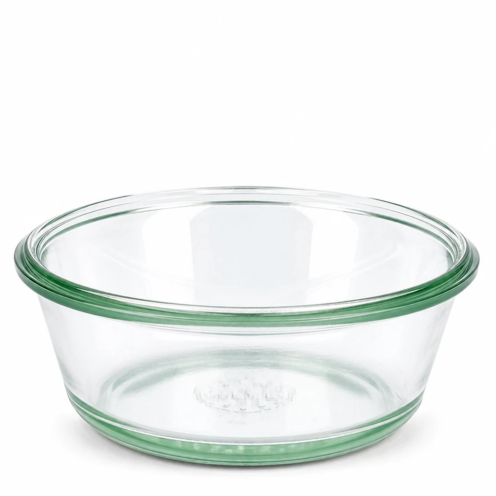 Gurmánská sklenice 300 ml WECK RR120 WECK Gourmetglas 300ml RR120 Einmachglas transparent mit grünem Rand aus Borosilikatglas für Einkochen