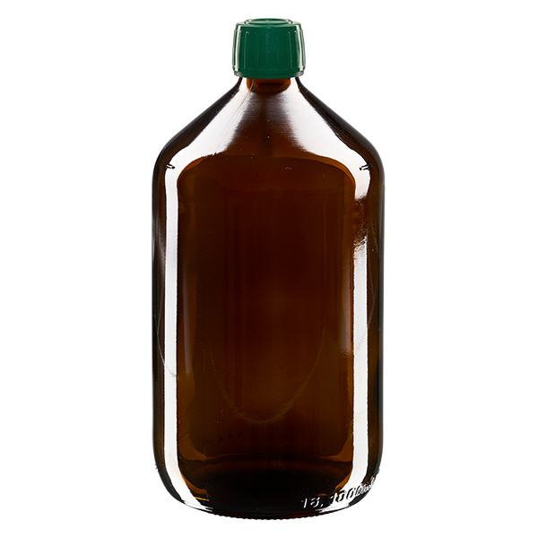 1000ml lahvička na léky hnědá, uzávěr zelený s tamper-evidentním kroužkem ApoGlas 1000ml lahvička na léky hnědá, uzávěr zelený s tamper-evidentním kroužkem ApoGlas
