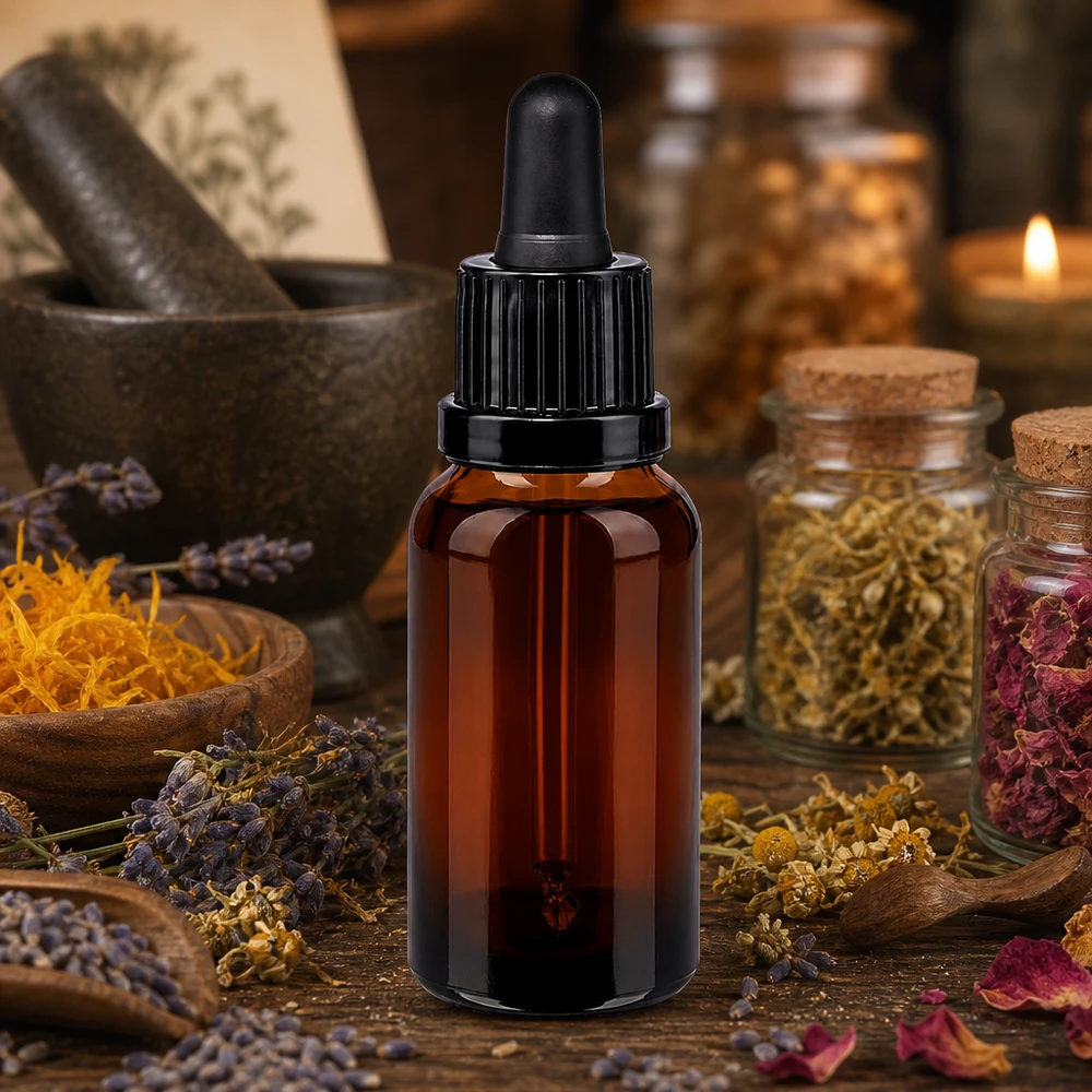 20ml Apothekerbraune Glasflasche mit Tropfpipette für Mischungen von Ölen und Tinkturen